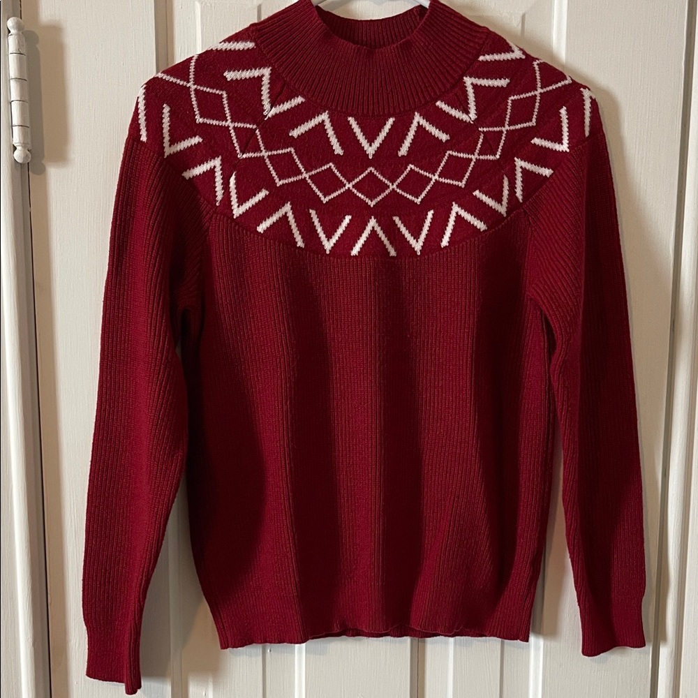 Maurices Red Geometric Pattern Sweater